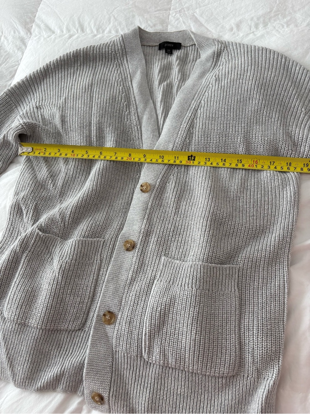 J.Crew light gray slouchy cotton cashmere blend cardigan sweater XS - Picture 3 of 11